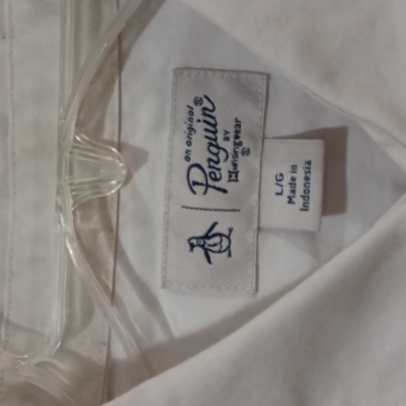 Penguin men's Lg white striped button down shirt - Picture 2 of 10